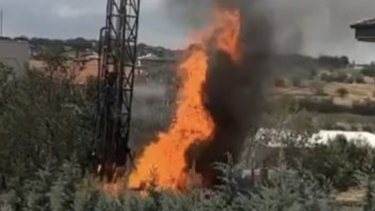 Tekirdağ'da su ararken gaz borusunu patlattılar: Alan alev alev yandı